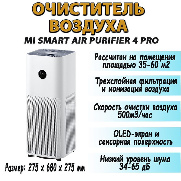 Очиститель воздуха Xiaomi Smart Air Purifier 4 Pro, Воздухоочиститель ...
