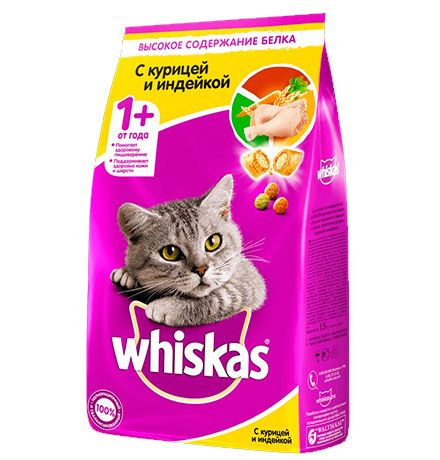 Whiskas / Сухой корм Вискас для взрослых кошек подушечки-паштет с ...