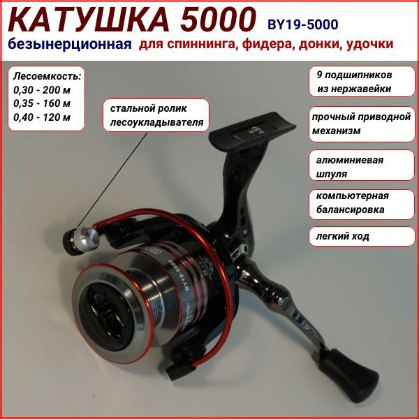 Катушка Рыбалка & Спорт рыболовная для спиннинга, Безынерционная, 5000 ...