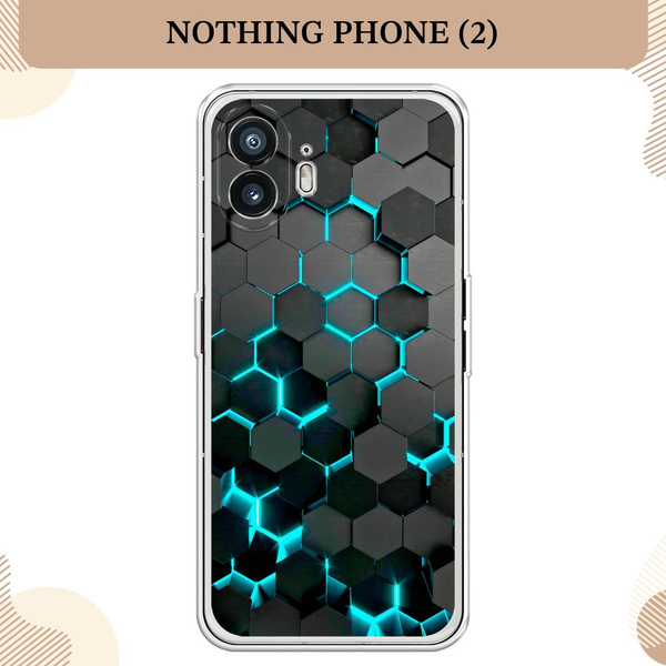 Силиконовый чехол на Nothing Phone 2 / Нотинг Фон 2, Соты бирюзовые ...