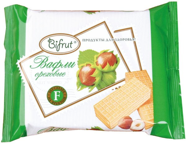 Вафли Bifrut Ореховые на фруктозе 60г х1шт - купить с доставкой по ...