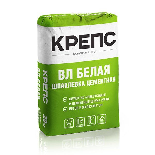 Шпаклевка цементная ВЛ белая КРЕПС 20 кг купить по низкой цене с ...