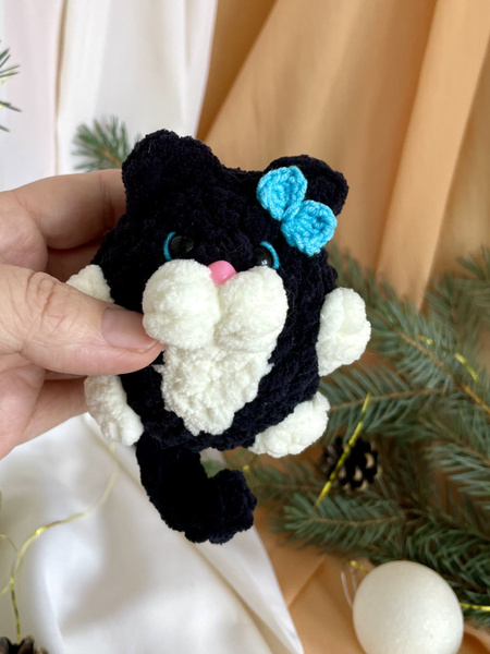 Вязаная мягкая игрушка кот плюшевый - купить с доставкой по выгодным ...