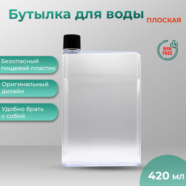 Бутылка для воды, плоская, прозрачная, 420 мл. - купить с доставкой по ...