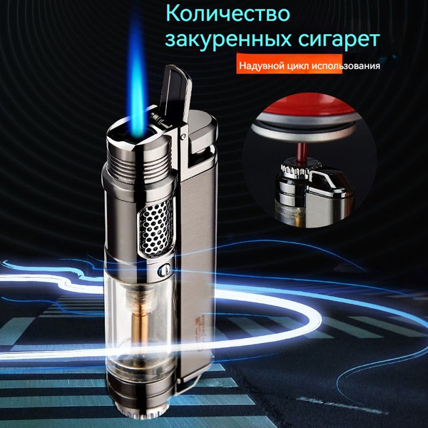Металлическая ветрозащитная надувная зажигалка с видимым газовым ...