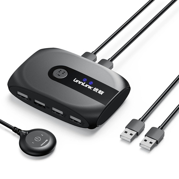 KVM-переключатель Переключатель USB для 2 компьютеров, совместно ...