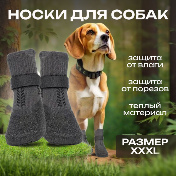 Носки для собак мелких , средних и крупных пород прорезиненные защитные ...