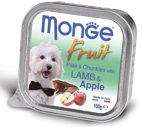 1324 MONGE fruit Dog 100 гр Паштет для собак с лососем и грушей (5 штук ...