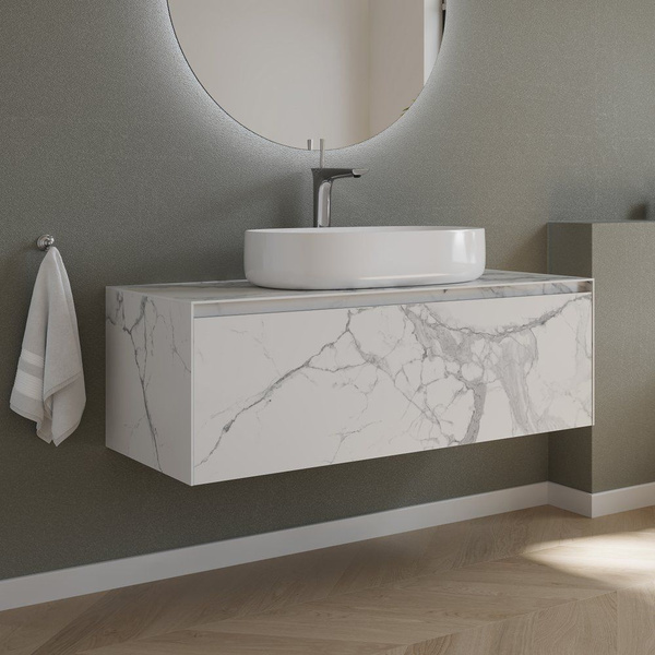 Тумба с раковиной Sancos Stone 120 подвесная, 119, 9 см, овальная, из ...