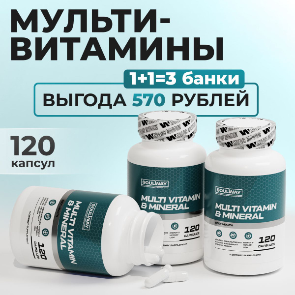 Мультивитаминный комплекс 18 витаминов и минералов 2+1 / Soul Way / 360 ...