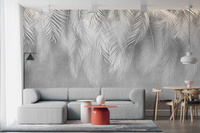 Фотообои с пальмовыми листьями на стену в гостиную и кухню &#34;Пальмовый бриз №0&#34;. Фактура - экофлизелин, 500x270 см.. Уникальный стиль
