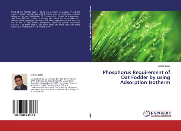 Обложка книги Phosphorus Requirement of Oat Fodder by using Adsorption Isotherm, Mohsin Zafar