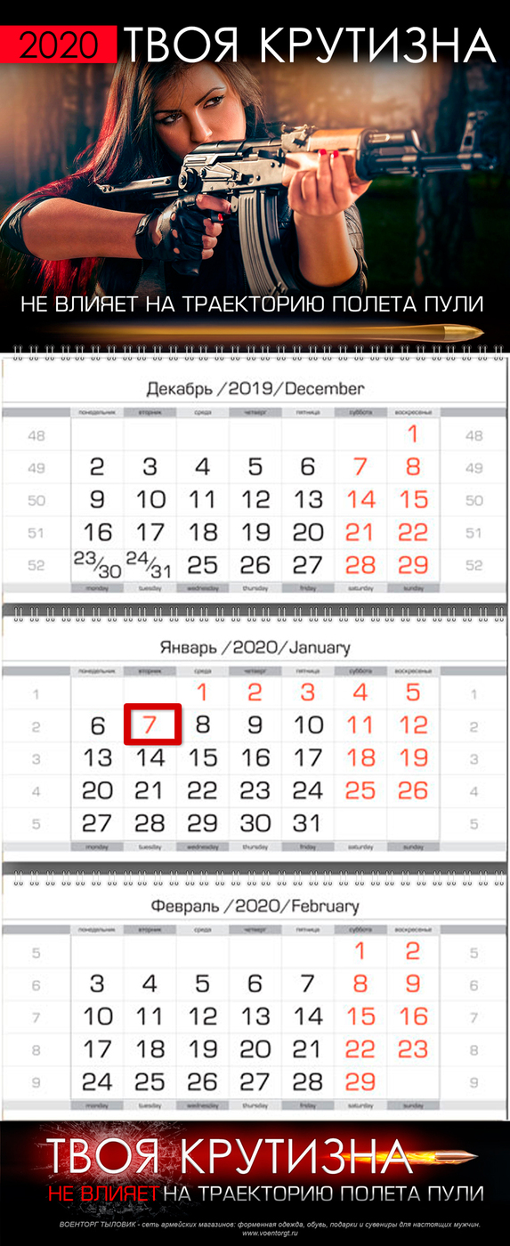 фото Календарь настенный VS Твоя крутизна не влияет на траекторию полета пули, на 2020 год, квартальный