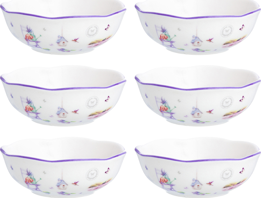 фото Розетка для варенья 6 пр. 9,5х9,5х3 см 120 мл Elan Gallery Лаванда NEW BONE CHINA