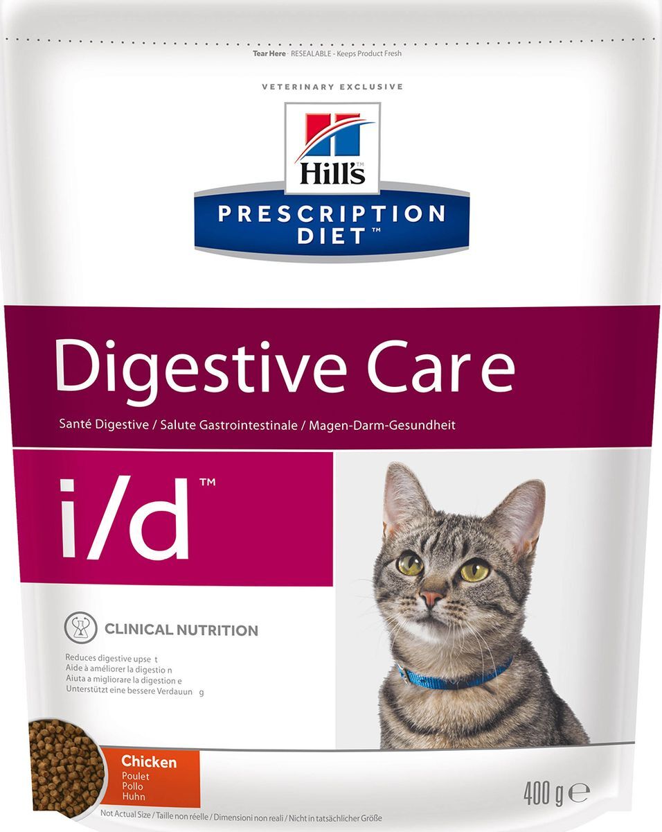 Сухой диетический корм для кошек Hill's Prescription Diet i/d Digestive Care при расстройствах пищеварения, жкт, с курицей 400 г - изображение