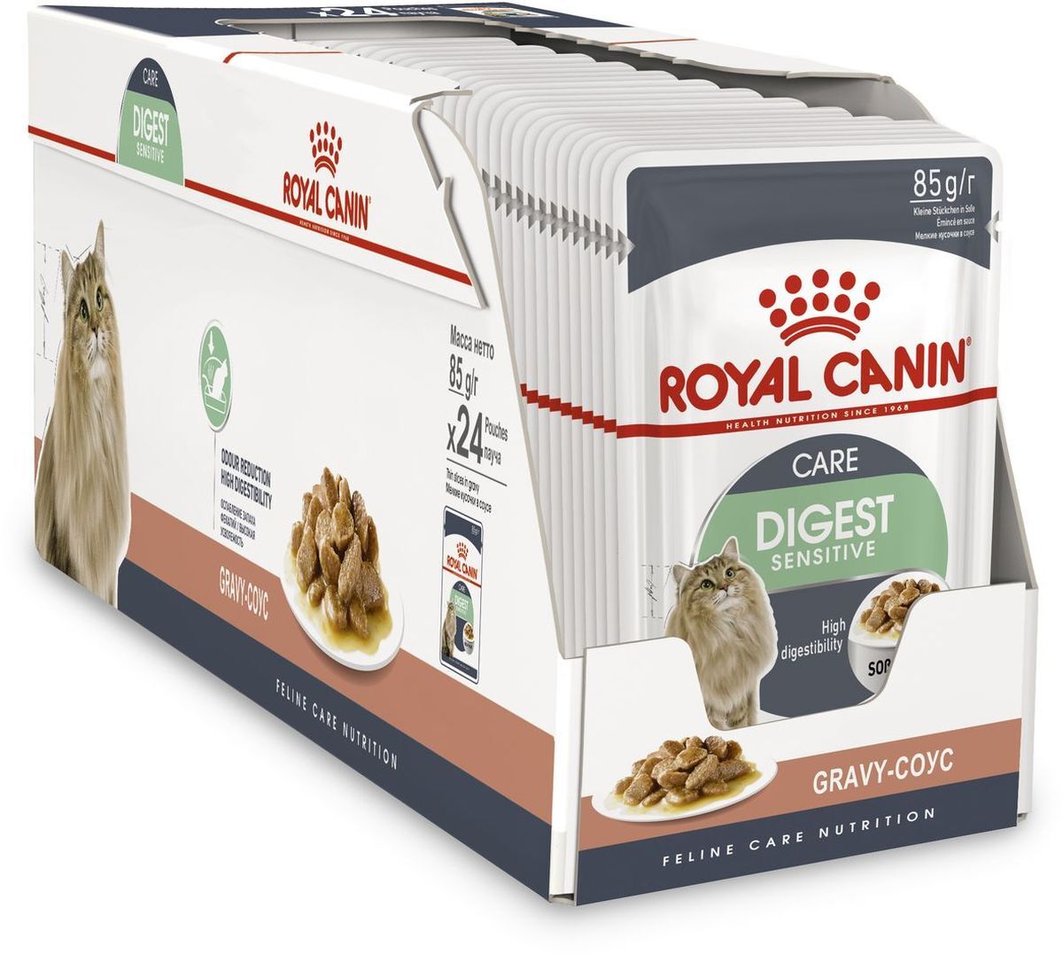 Корм консервированный Royal Canin Digest Sensitive, для кошек с чувствительным пищеварением, соус, 24 шт по 85 г