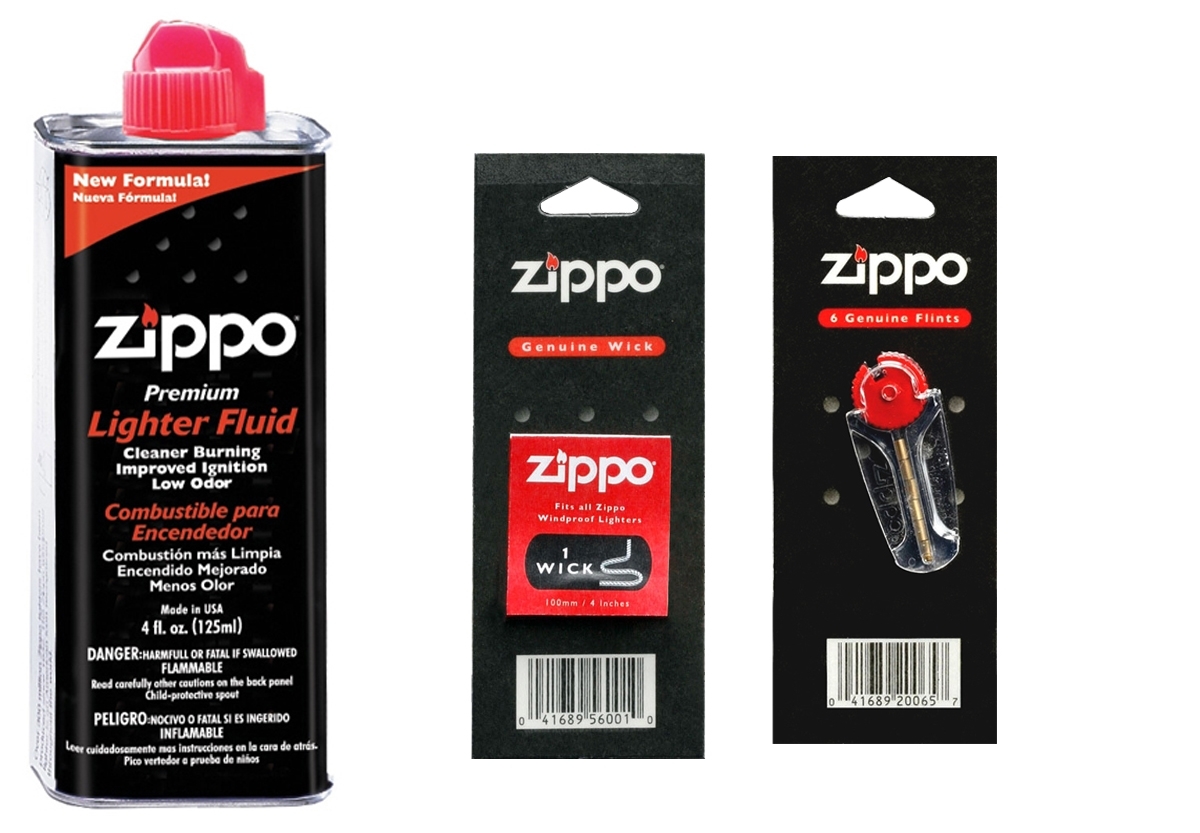 Набор Zippo для зажигалки: фитиль, кремни 6 шт и топливо 125 мл .