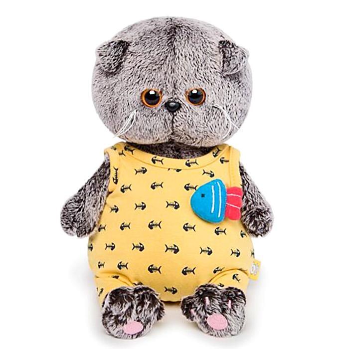 Мягкая игрушка Басик BABY , в жёлтом комбинезоне с рыбкой, 20 см ...