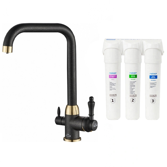 Смеситель ZorG SH 725 BLACK BR+гейзер Смарт 11050 Латунь Аэратор ...
