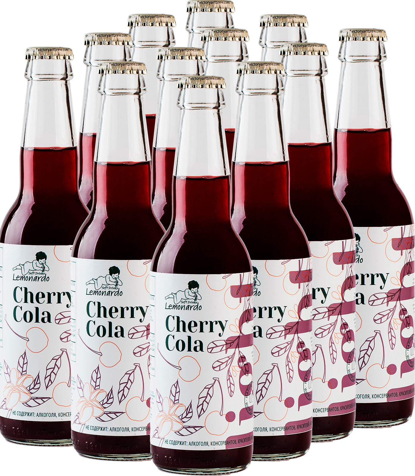 Натуральная вишневая кола со стевией / Lemonardo Cherry Cola Light, 330 мл.  12шт