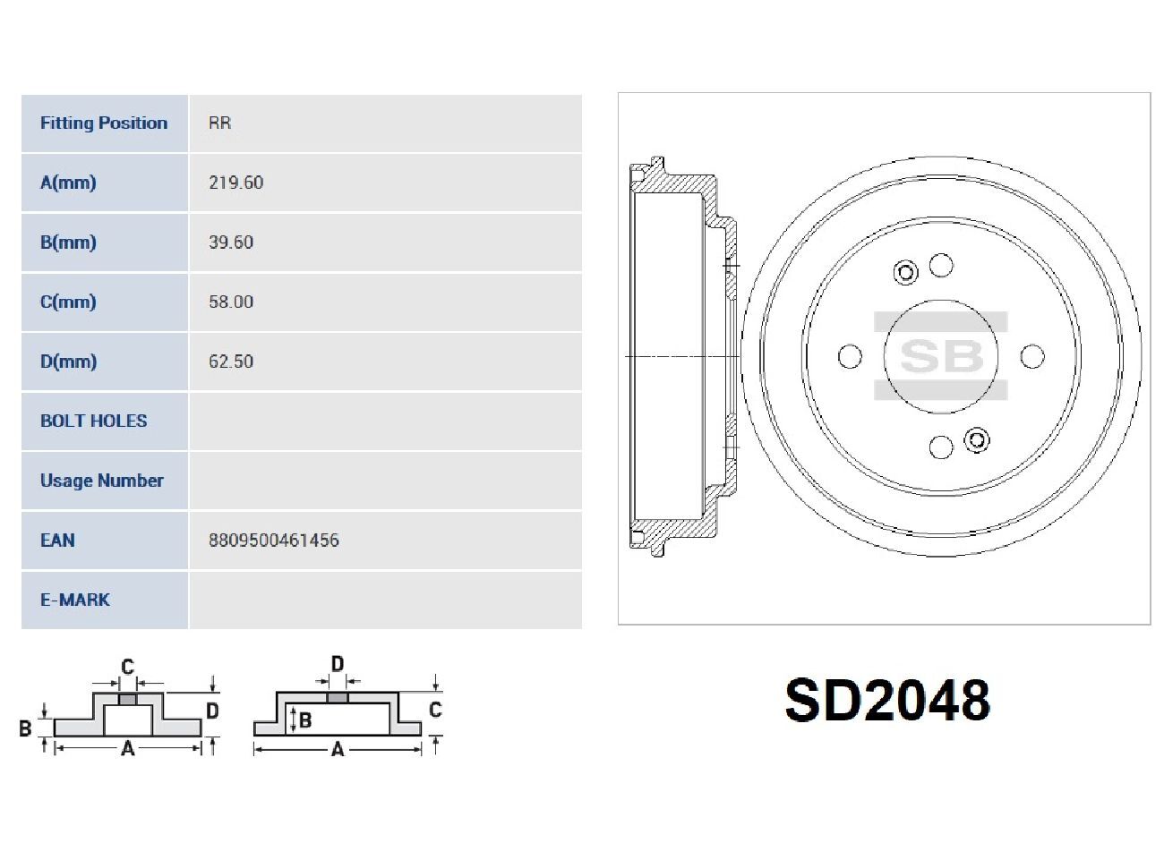 Барабан Тормозной Sangsin brake арт. SD2048