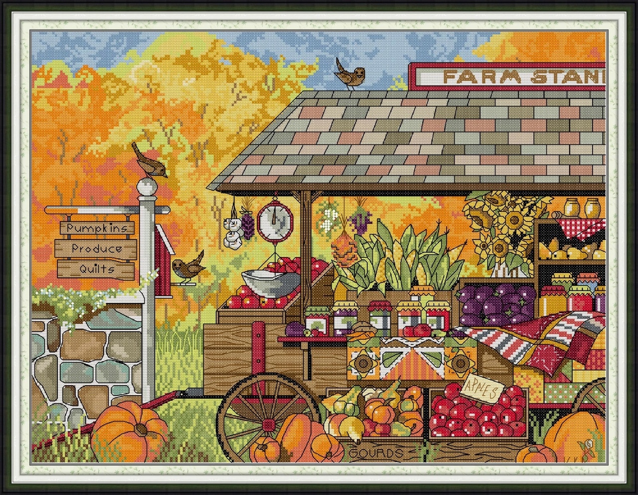 Janlynn Buck's County Farm Stand counted Cross Stitch Kit