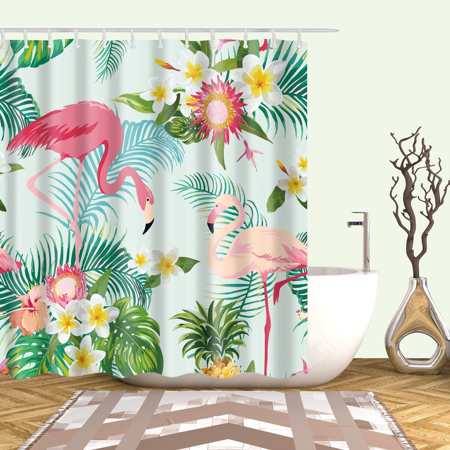 Shower Curtain шторы для ванной Фламинго