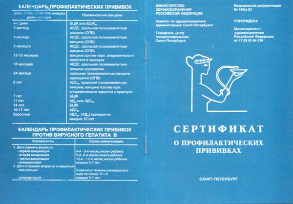 Как выглядит прививочный сертификат ребенка