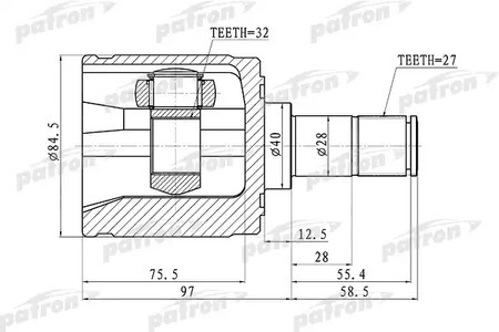 ШРУС внутренний правый 27x40x32 HONDA ACCORD CL/CN/CM 02-08 для HONDA ACCORD IV (CB) 2.0 i 16V (CB3) PATRON PCV1341