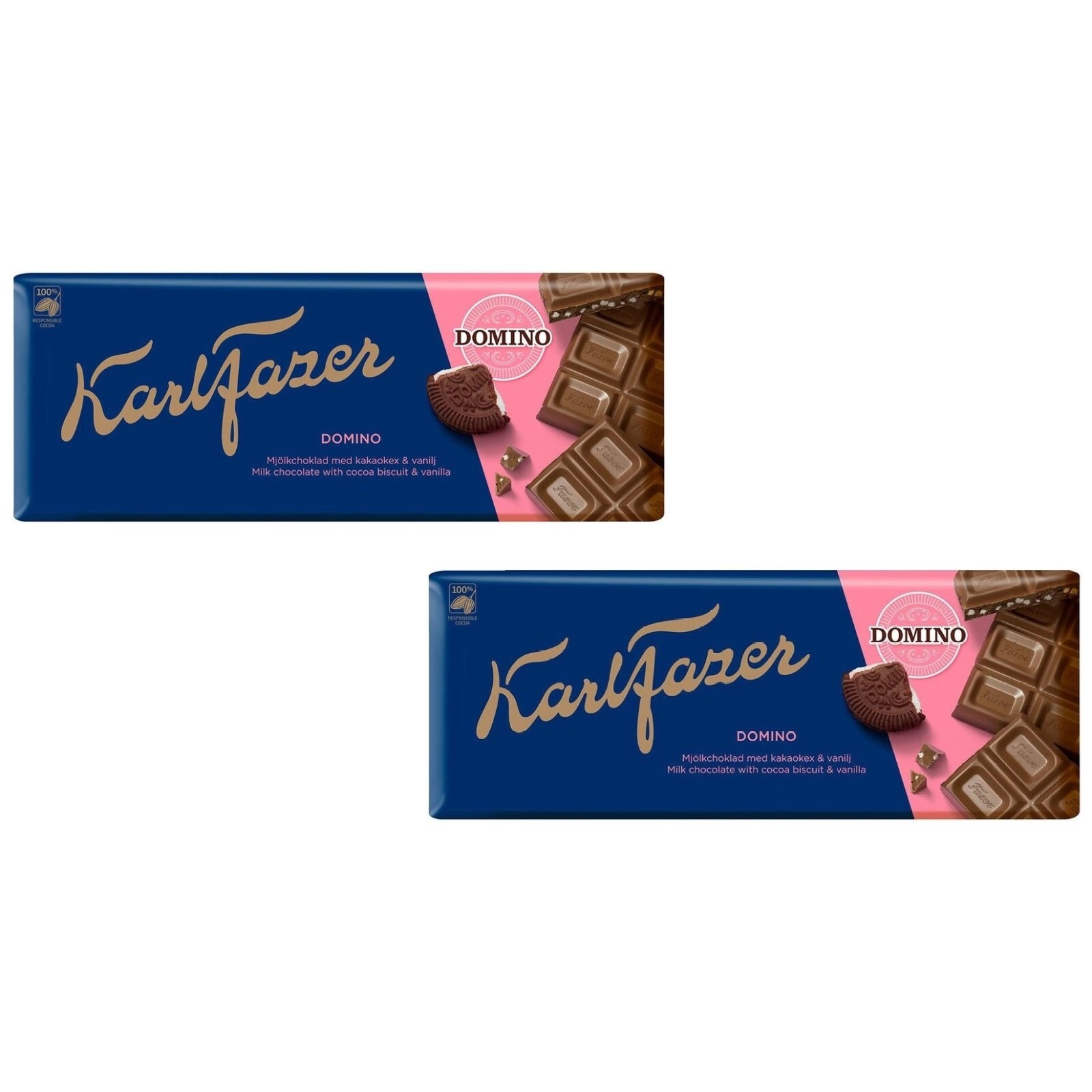 Шоколад Karl Fazer Domino с шоколадным печеньем и ванилью, Финляндия ...