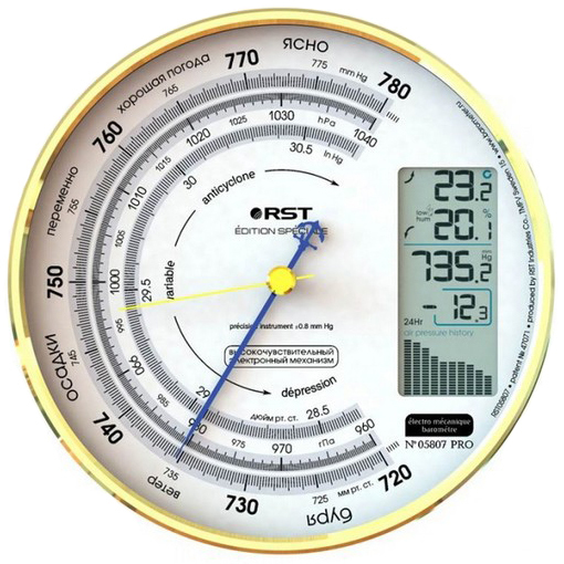 Цифровой барометр электромеханический с термогигрометром RST 05807