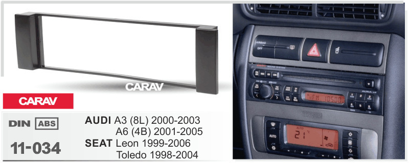 Переходнаярамка1-DINдляAUDIA3(8L),2000-03,A6(4B)2001-05/SEATToledo,Leon1999-05CARAV11-034