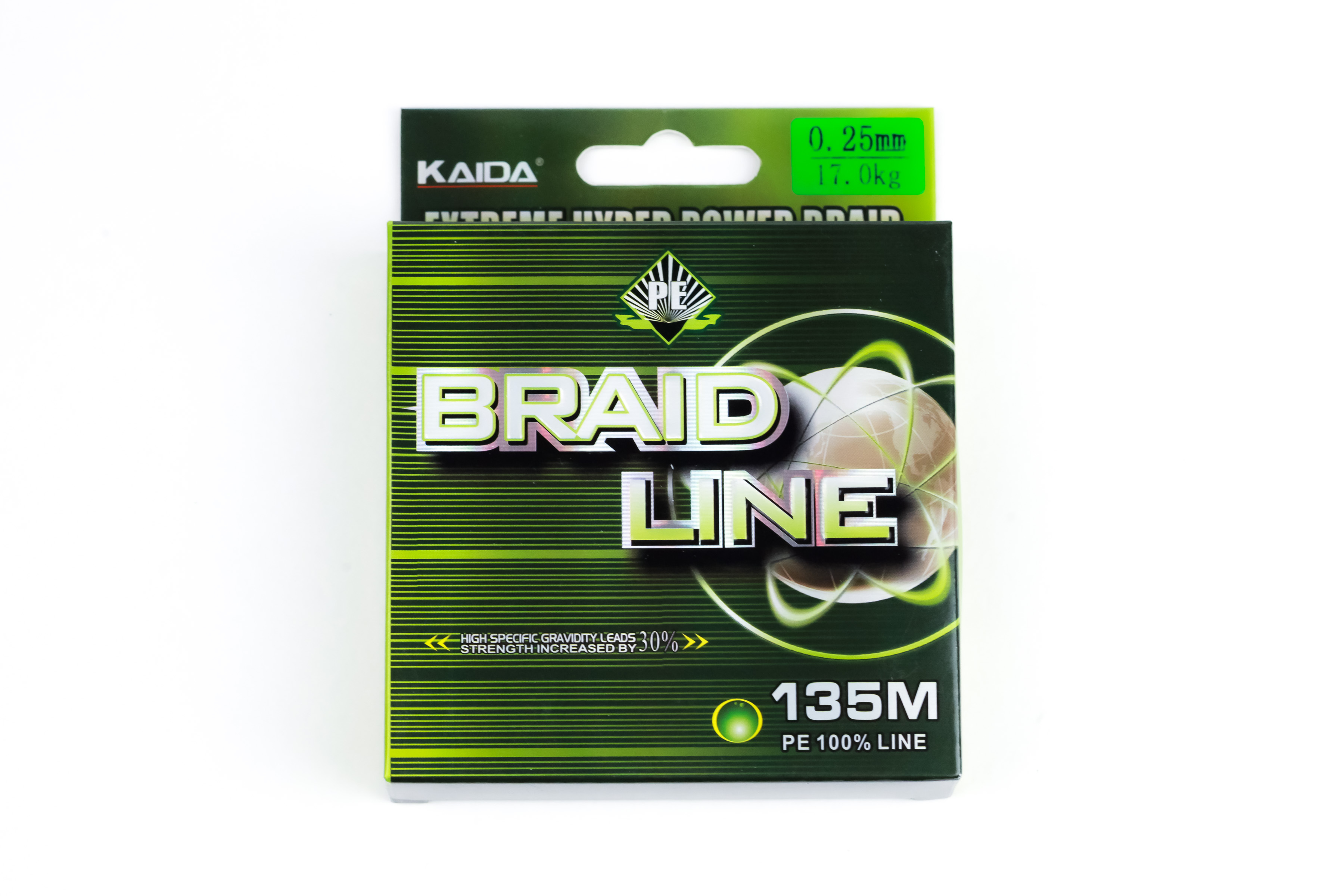 KAIDA Плетеный шнур BRAID LINE strong  зеленая 135m 0,25мм 17,0кг плетенка кайда