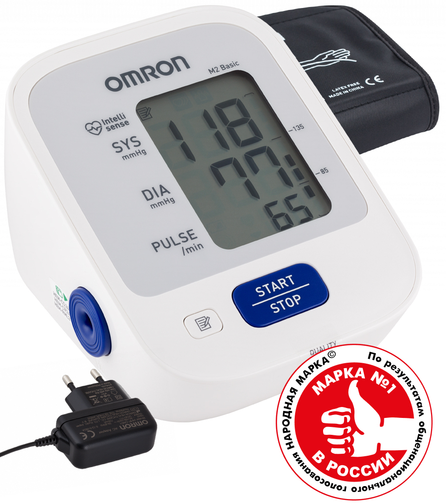 Тонометр OMRON M2 Basic c адаптером и универсальной веерообразной ...