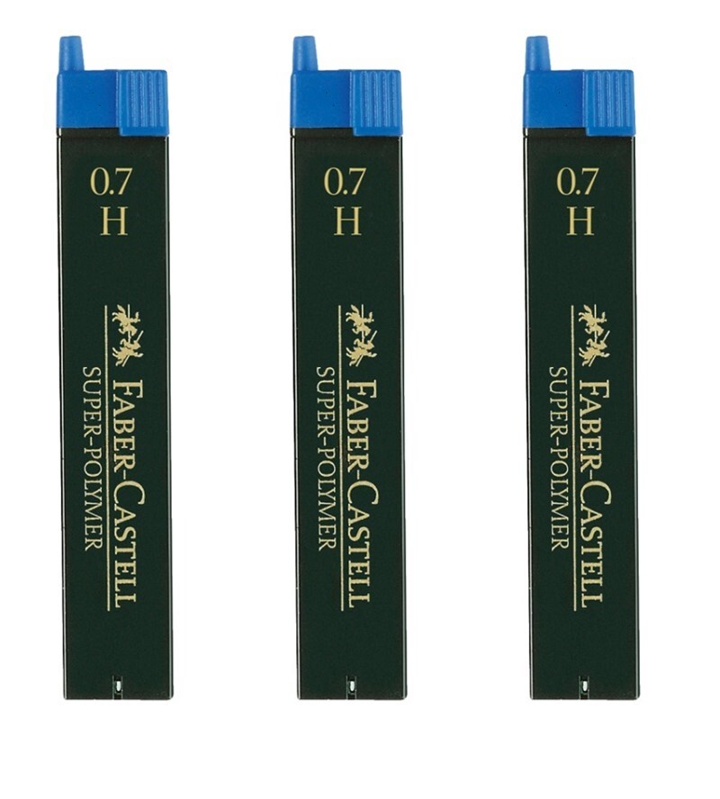 Грифели Faber-Castell Super-Polymer 0,7 мм, твердость H, 3 тубы по 12 шт.