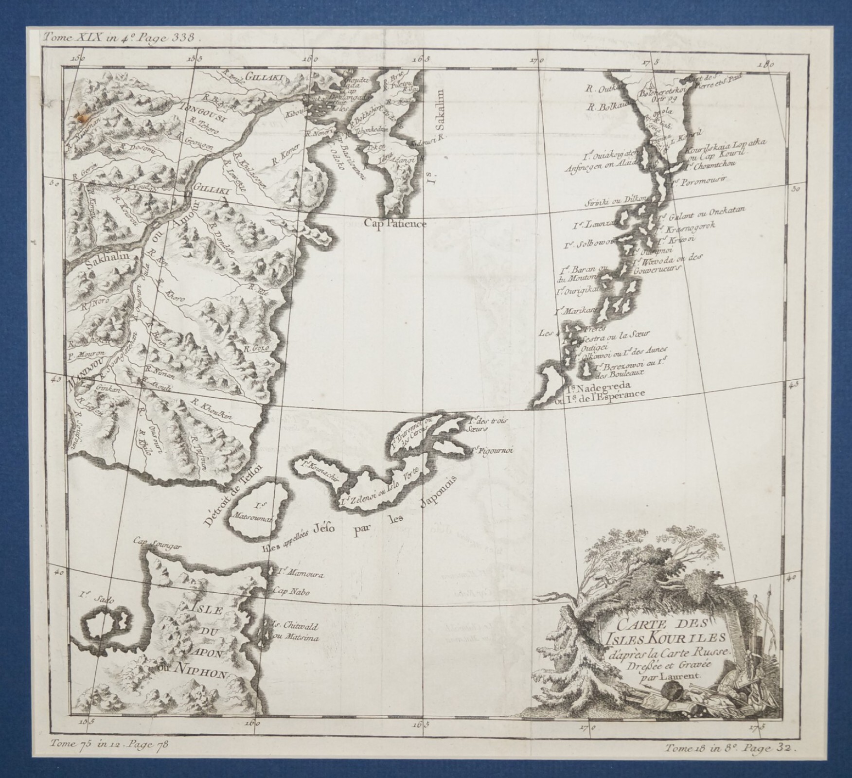 Старинная и редкая карта Курильских островов Беллина, середина 18 века. - Портул