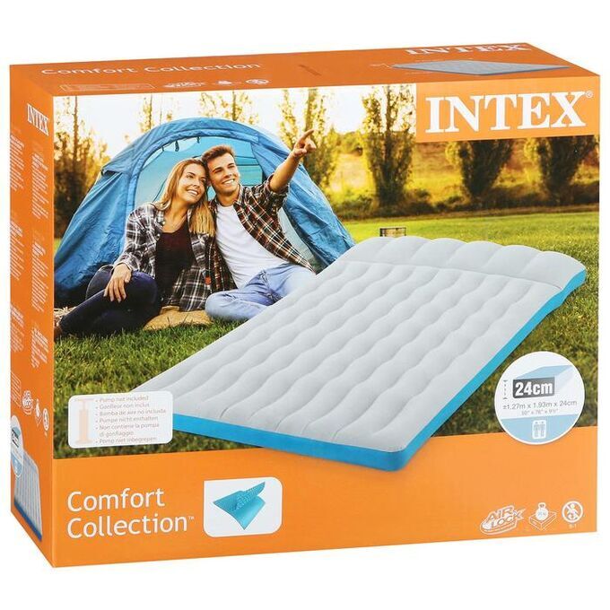 Надувной матрас intex camping mat 67999 193х127 см серый синий