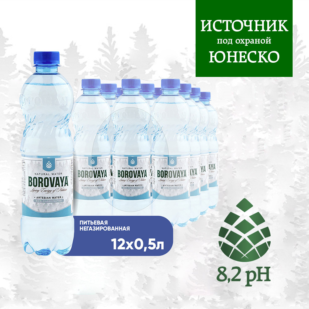 Вода БОРОВАЯ природная негазированная, пэт 0.5 л х 12 шт