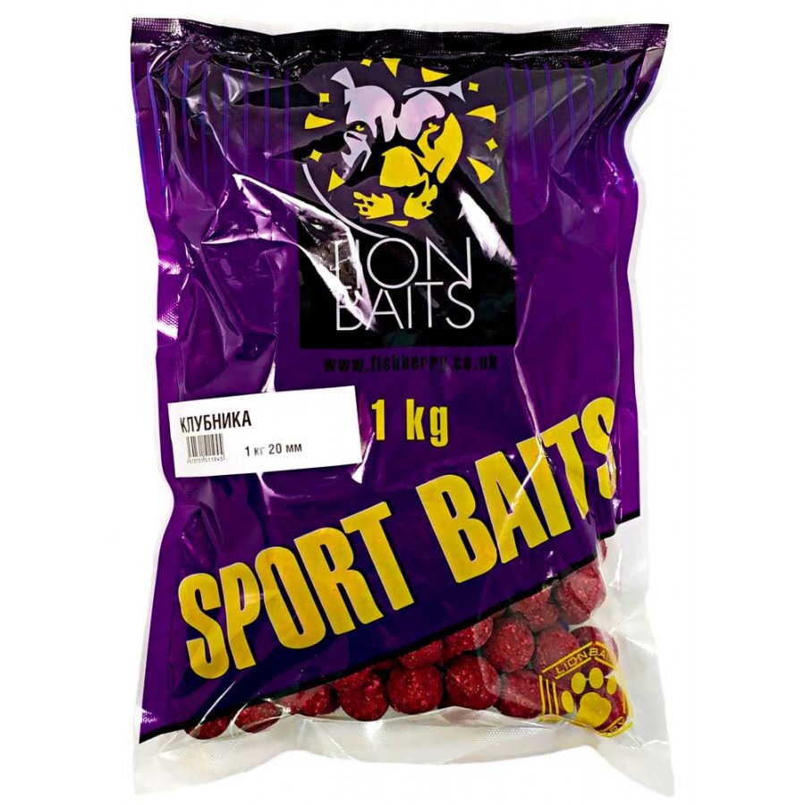 Бойлы тонущие LION BAITS серии SPORT BAITS Клубника 20мм 1кг