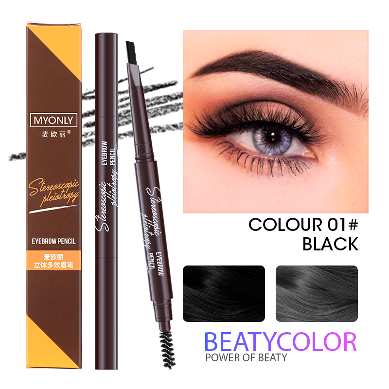 Карандаш для бровей с щеточкой BEATYCOLOR тон-01 / BLACK / черный