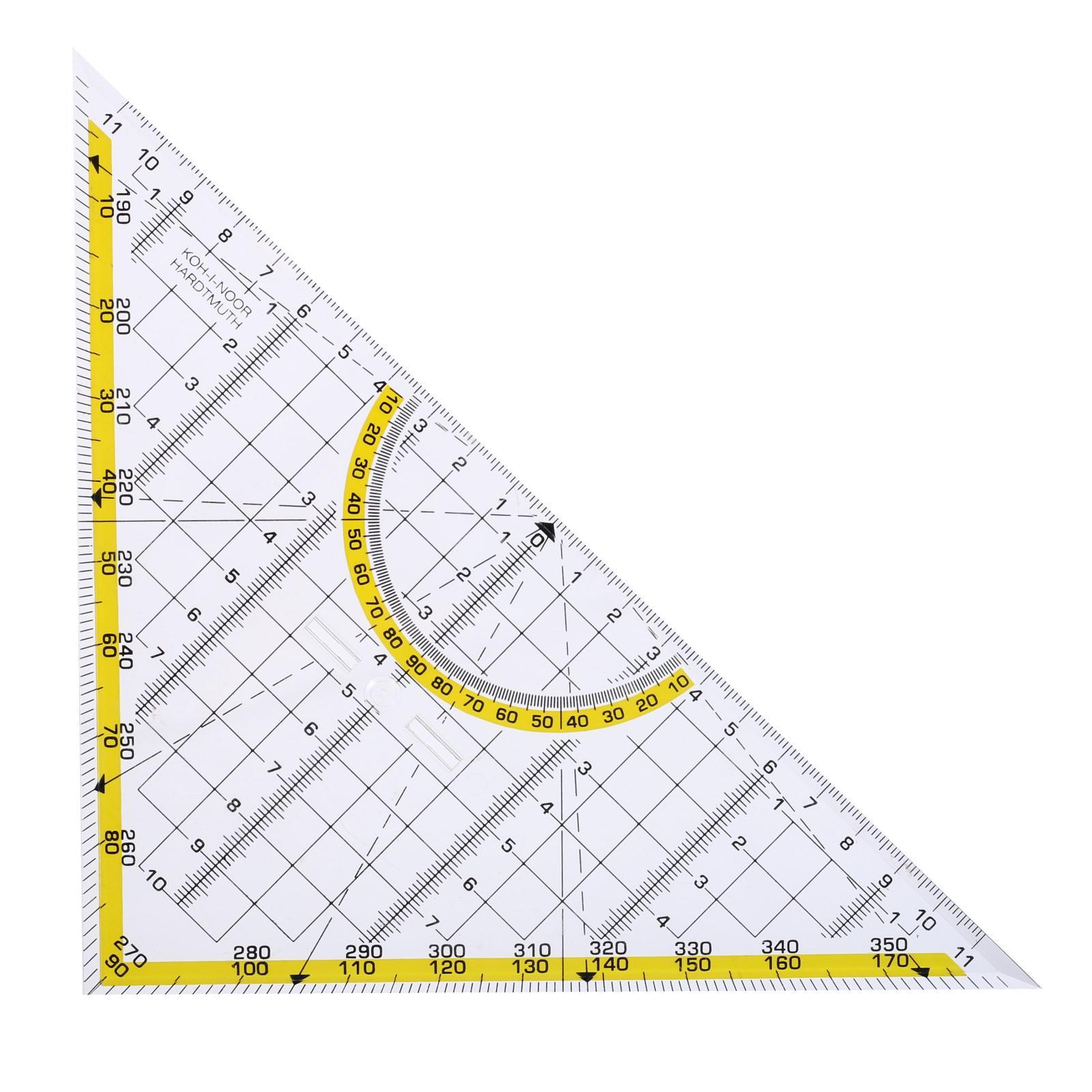 Треугольник - транспортир для черчения 45 градусов с держателем K-I-N,  линейка угольник для школы и рисунков