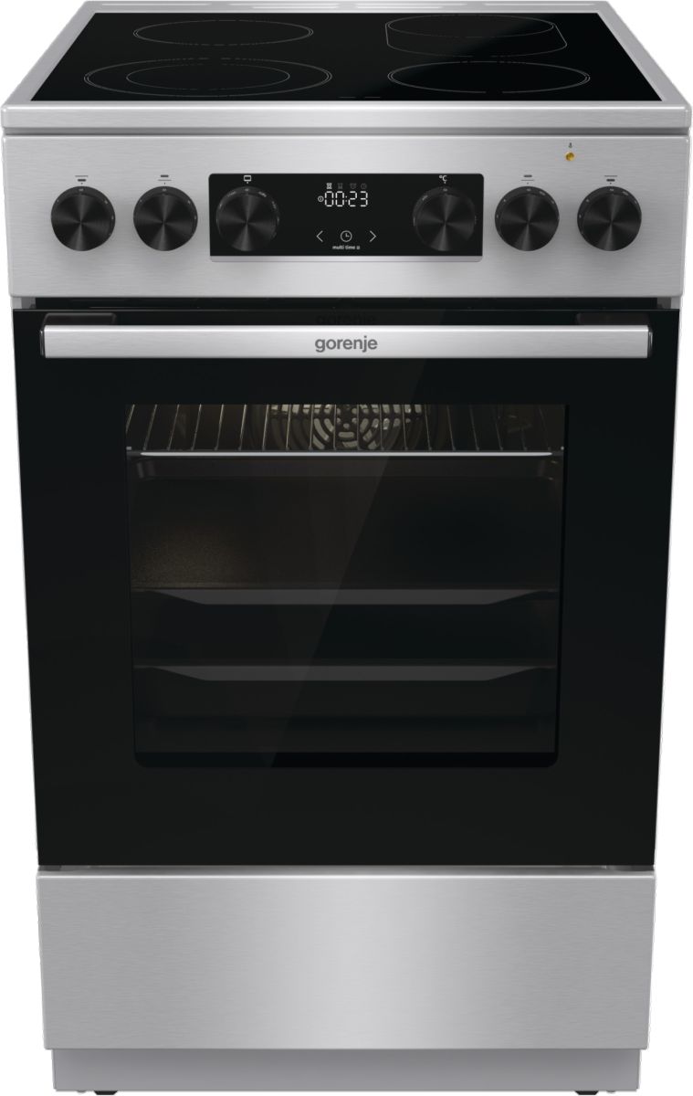 Электрическая плита Gorenje GECS5C70XA, стеклокерамика, 4 конфорки, 11 режимов, чёрная/серая