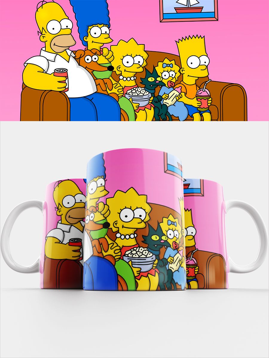 Кружка мультсериал Симпсоны, The Simpsons, Гомэр, Мардж, <b>Барт</b>, <b>Лиза</b>, Мэгги,...