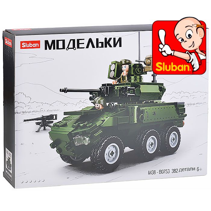 Конструктор серия "Модельки" Танк M38-B0753 для мальчиков (382 детали), Sluban