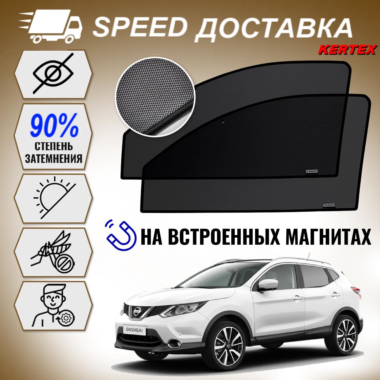 Шторка солнцезащитная KERTEX Nissan Qashqai (60х - купить по доступным  ценам в интернет-магазине OZON (399735440)