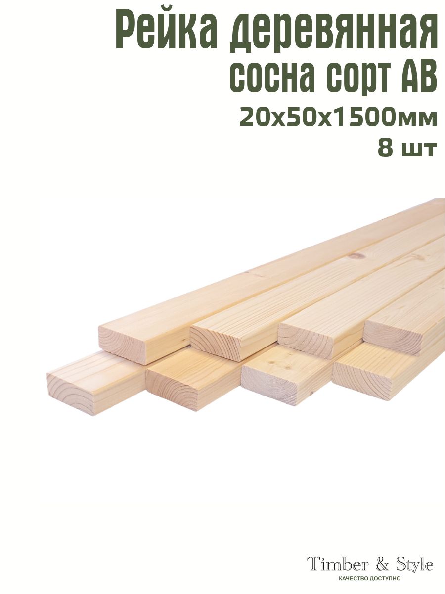 РейкадеревяннаяпрофилированнаяTimber&Style20х50х1500мм,8шт.сортАВ