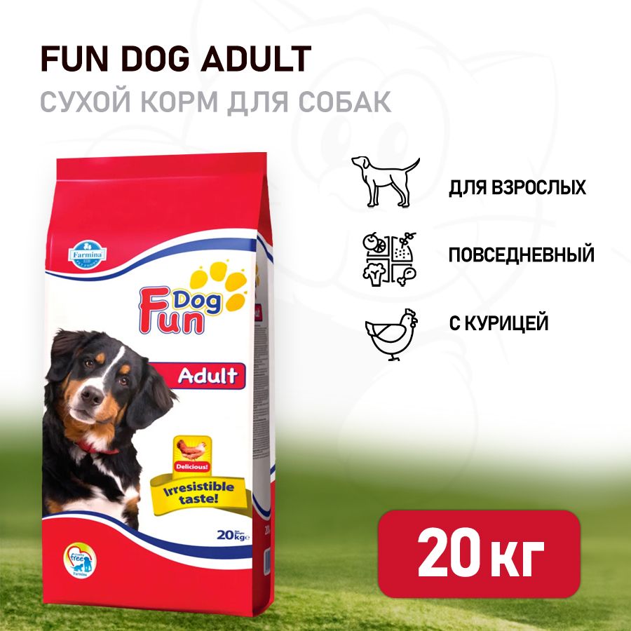 Farmina Fun Dog Adult сухой корм для взрослых собак всех пород с курицей -  20 кг - купить с доставкой по выгодным ценам в интернет-магазине OZON  (351107783)