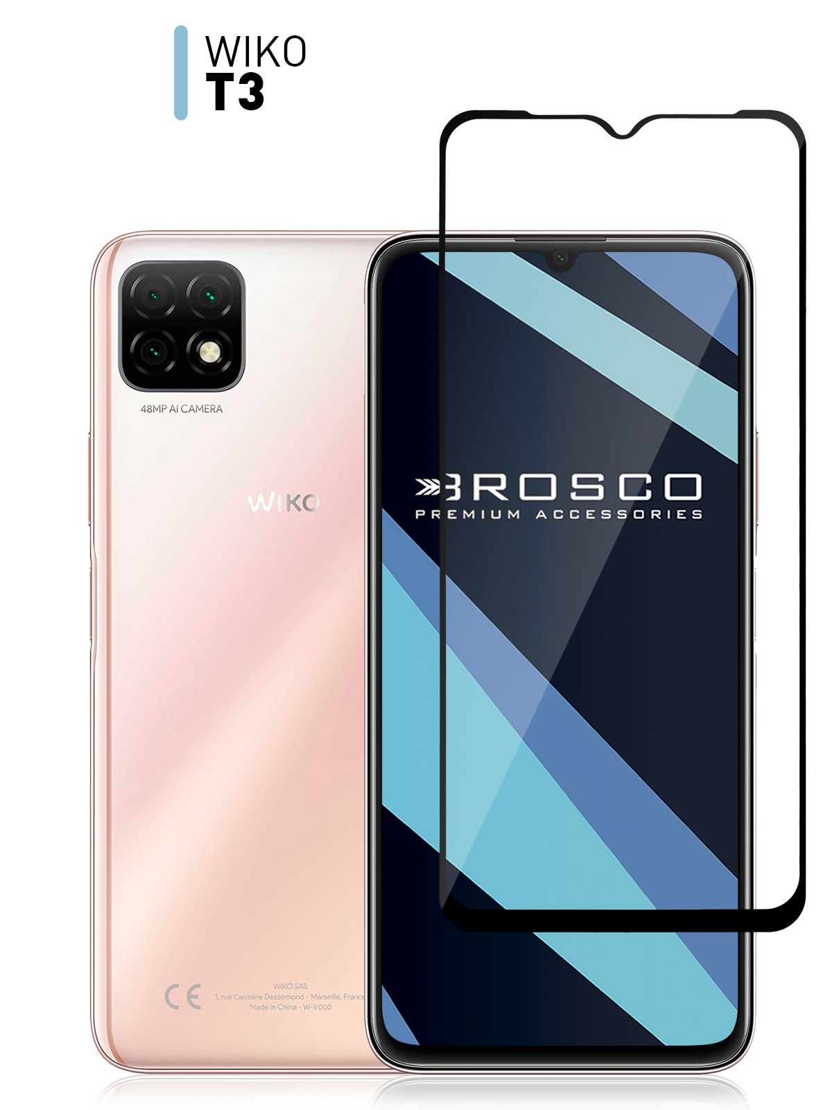 Защитное стекло для Wiko T3 (Вико Т3) с олеофобным покрытием, ROSCO -  купить с доставкой по выгодным ценам в интернет-магазине OZON (859932509)