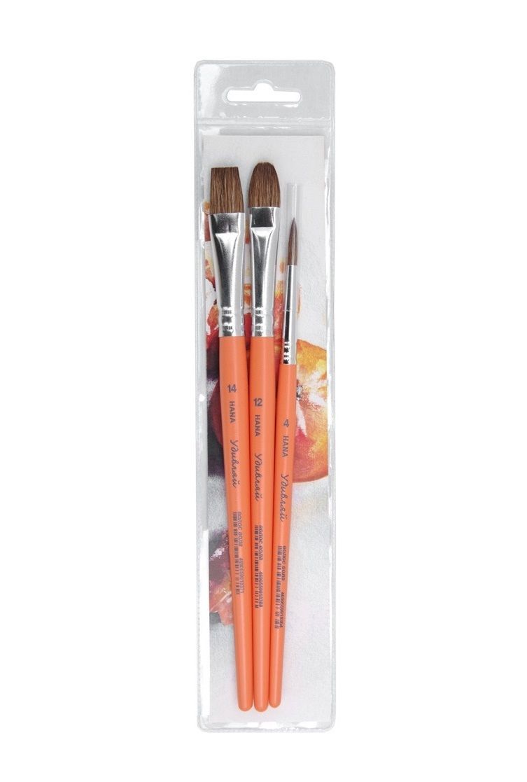 Набор кистей для гуаши Roubloff Удивляй, волос вола, короткая ручка (4, 12, 14)