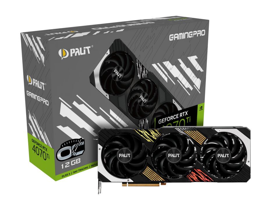 Palit Видеокарта GeForce RTX 4070 Ti GamingPro OC 12 ГБ (NED407TT19K9-1043A)